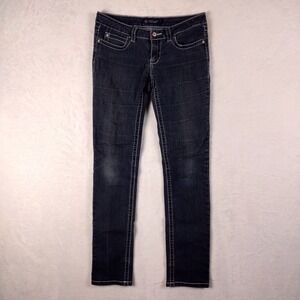 Just USA Women Dark Wash Skinny Jeans White Contrast Stitch Size 9